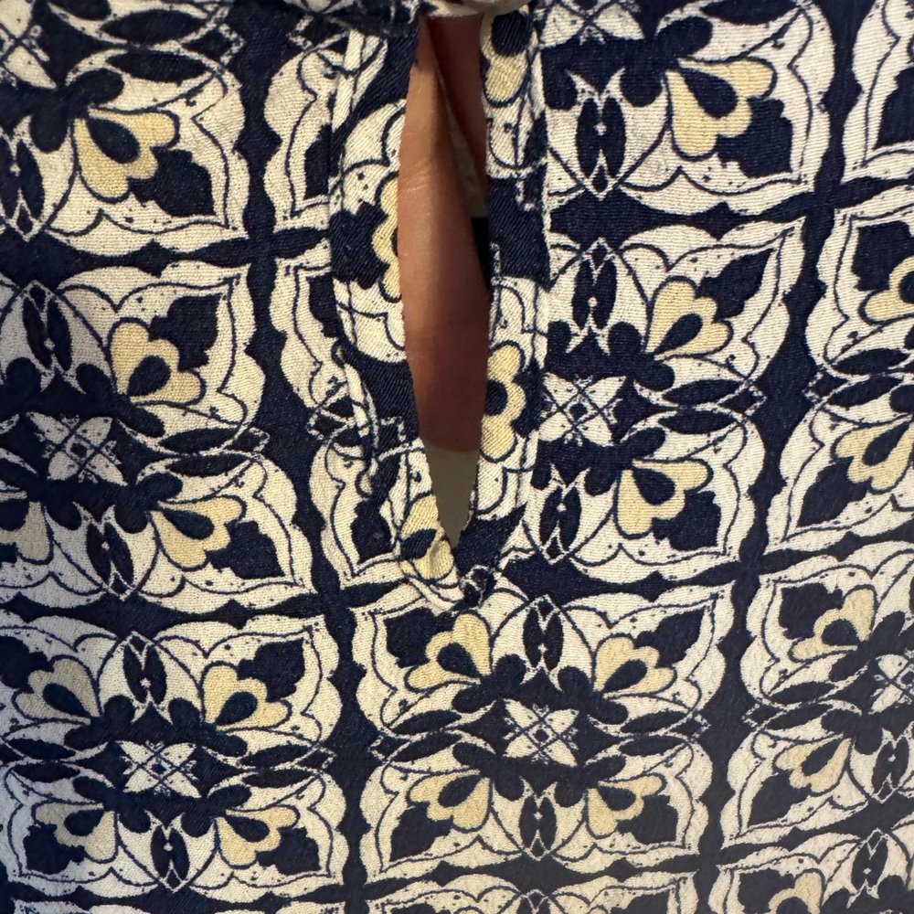 LIZ CLAIBORNE   Navy/White Print Sleeveless SPRING/SUMMER TOP       XLARGE    #S - Picture 7 of 10